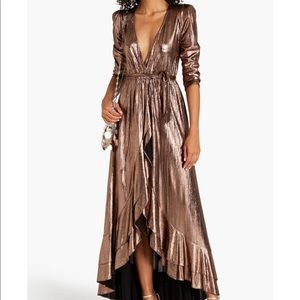 Retrofete Midi Metallic Wrap Dress